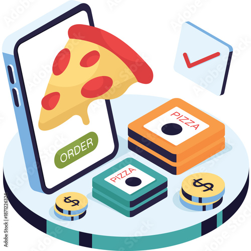 Online Pizza Ordering App with Delivery Boxes