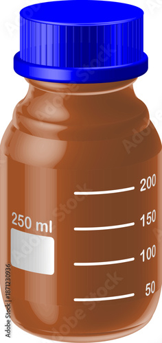 250 ml amber reagent bottle vector