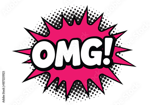 OMG comic speech bubble pop art cartoon expression with halftone effect