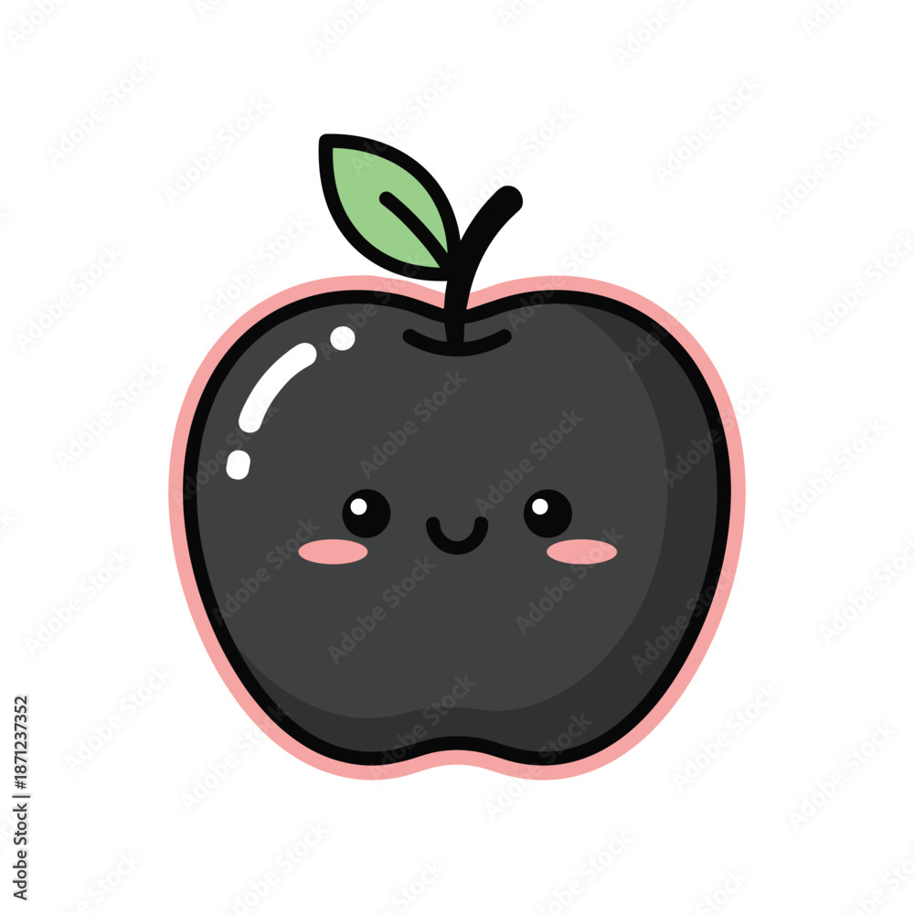 Obraz premium Cute Cartoon Black Apple Vector Illustration