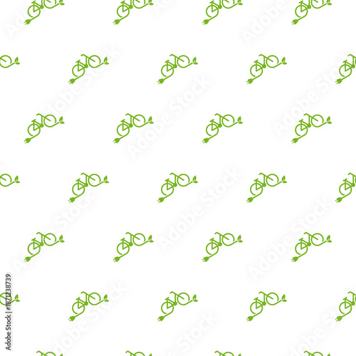 Electric city bike seamless pattern isolated on white background