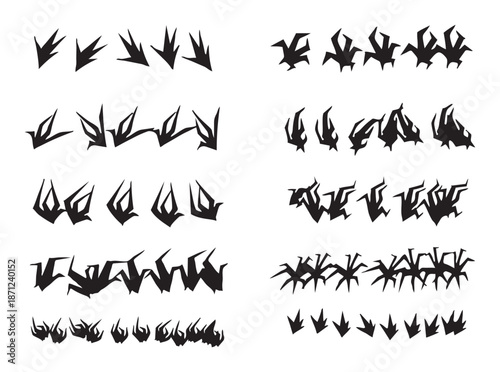 Black abstract shapes white patterns 1