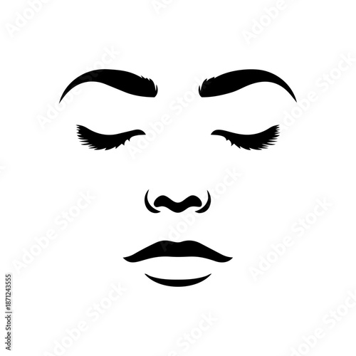 Serene feminine face with closed eyes and refined makeup lines, expressing calm, mindfulness, beauty rituals, and inner balance often associated with wellness and self care.