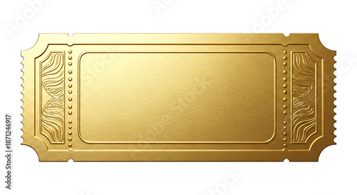 Ornate Golden Ticket PNG Transparent | Vintage Retro Event Pass Promo Design Element