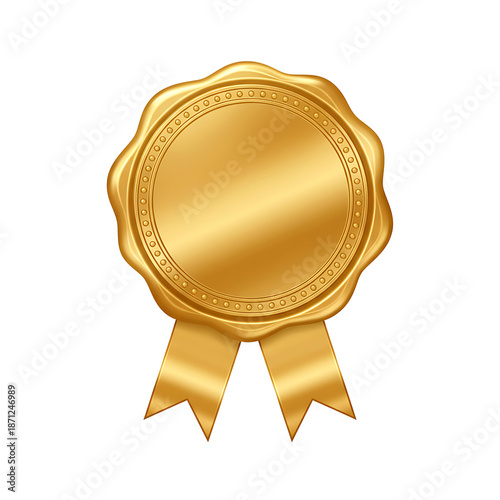 Golden Wax Seal Ribbon PNG Transparent | Luxury Award Emblem for Certificates Invitations