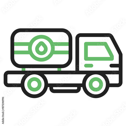 Water Delivery Truck: A meticulously crafted illustration features a water delivery truck, designed with an emphasis on clarity and functionality.