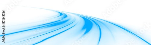 Glowing blue neon laser streaks move across city highways. Light wave trails, motion swirls, and energy lines show dynamic speed and traffic flow. Vector illustration PNG.