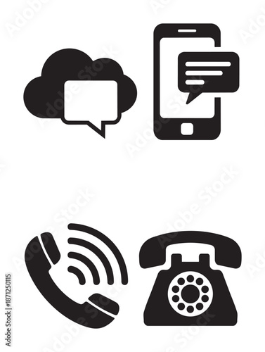 Black of phone speech bubbles and devices