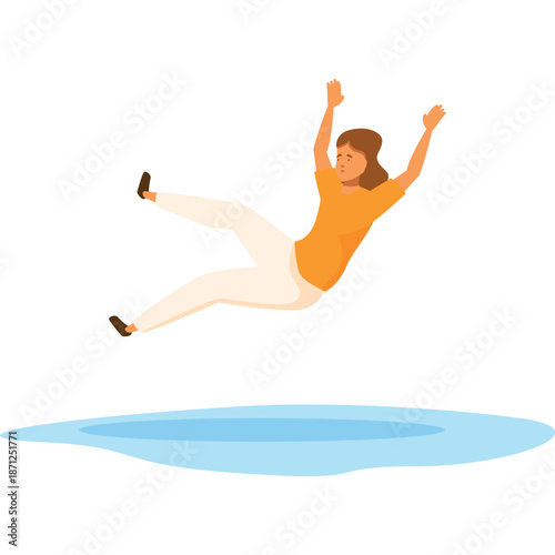 Person falling on wet surface