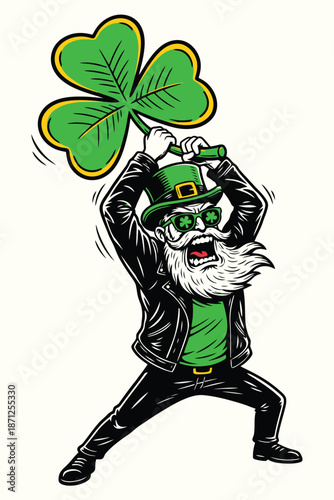 Angry St. Patrick's Day Biker Character Illustration