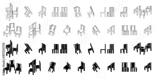 set of chairs vector silhouettes