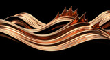 Abstract 3d Copper Ribbon Wave Background with Dynamic Flowing Shapes Metallic Curve Surface Modern Art Design Decoration Illustration