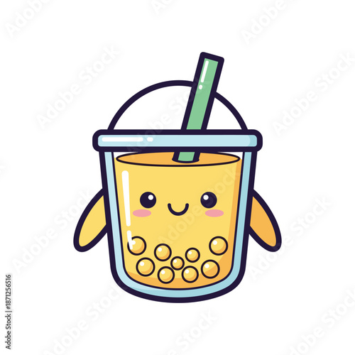 Adorable Cartoon Bubble Tea Illustration