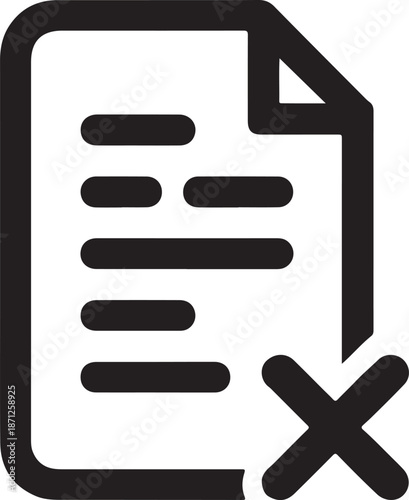 Rejected Document Icon with Cross Mark