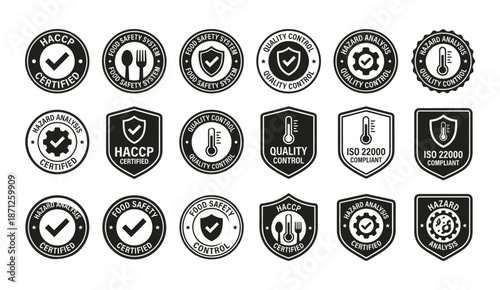 Food safety HACCP ISO 22000 quality control certification stamps set
