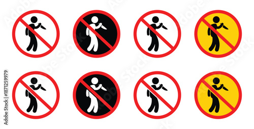 No Murder vector Symbol. Knife and prohibited person icon in black and red on white background.