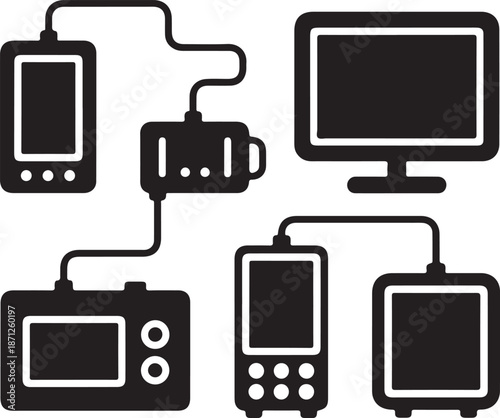 Power Bank Charging Multiple Devices - Modern Technology Illustration