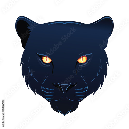 Black Panther Mascot Logo Illustration Dark Wild Big Cat Emblem with Glowing Eyes