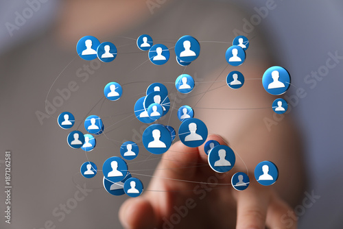 Hand touching network of ic...