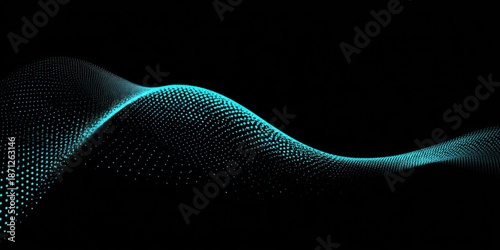 Abstract digital wave form of glowing dots against a dark background