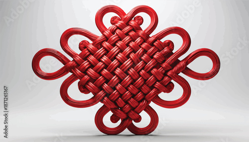 Intricate Red Chinese Knot Symbolizing Good Fortune and Longevity.