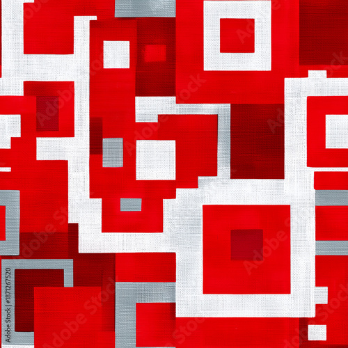 Valentine's Day Seamless Package: Abstract geometric pattern with red, white, and gray squares, perfect for backgrounds, wrapping paper, and digital designs, featuring a modern and stylish aesthetic.