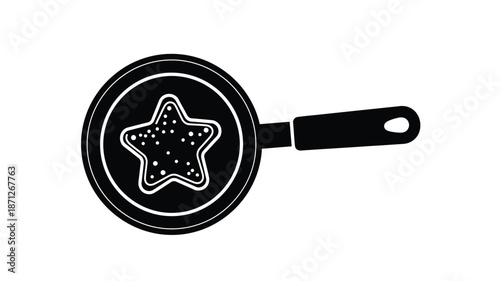 A magnifying glass examining a star shaped cookie graphic silhouette