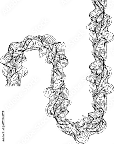 Irregular labyrinth pattern constructed from rounded wave lines with variable spacing.