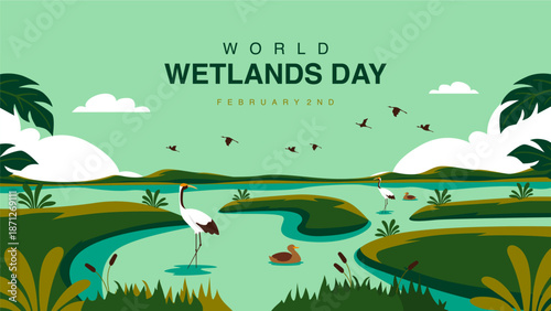vector world wetlands day background template