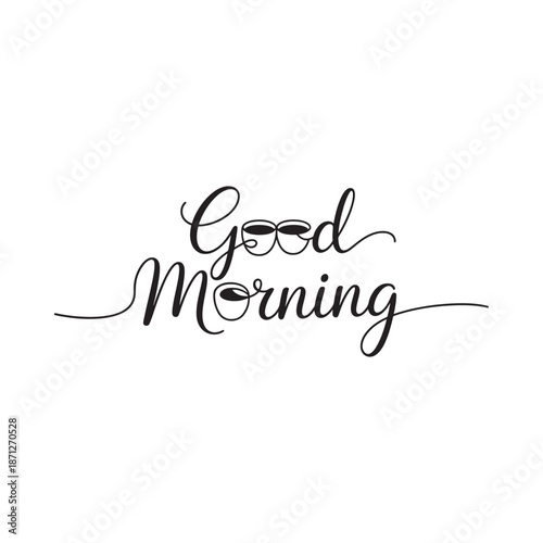 Elegant calligraphy displaying the words good morning in a flowing script