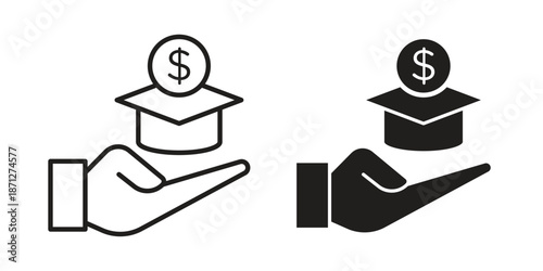 School fees icons symbol, logo illustration. Vector graphics set