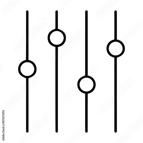 Minimalist Black and White Vector Icon Representing Audio Mixing Sliders and Controls