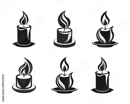 Collection of Burning Candle Silhouettes