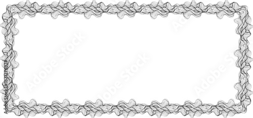 Rectangular outline composed of continuous flowing lines following rounded directional edges.