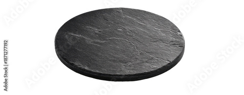 Circular dark gray stone coaster or plate