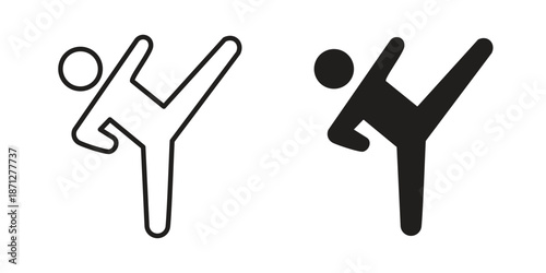 Taekwondo icons symbol, logo illustration. Vector graphics set