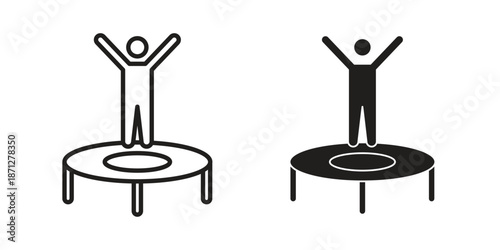Trampolining icons symbol, logo illustration. Vector graphics set