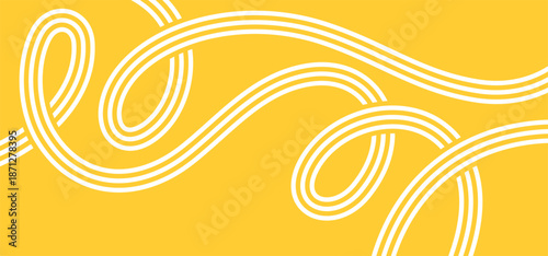 Abstract Pasta Line Pattern. Yellow Food Backgrounds with Wave Spaghetti. Vector Funky Noodle Texture.