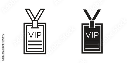 VIP pass icons symbol, logo illustration. Vector graphics set