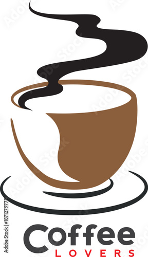 Minimalist tea and coffee logo design for cafe, bistro, and hot beverage branding, vector.