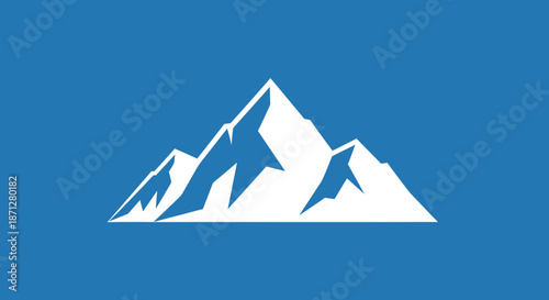 Minimalist mountain range in white against a blue background