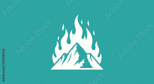 Mountain blaze on teal background