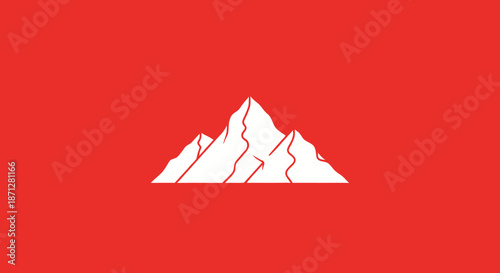Minimalist mountain peaks on red