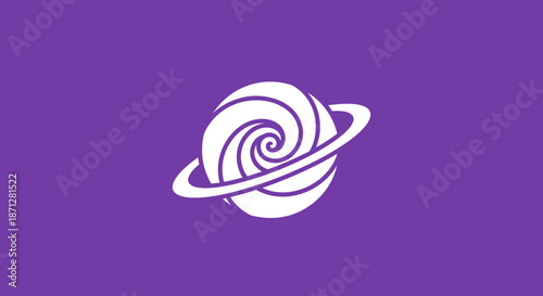 Orbiting swirl on purple backdrop