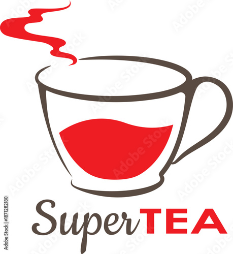 Minimalist tea and coffee logo design for cafe, bistro, and hot beverage branding, vector.