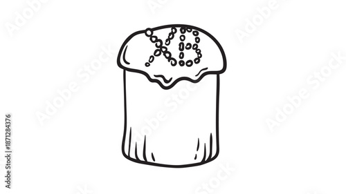 Hand drawn kulich easter cake illustration on transparent background silhouette