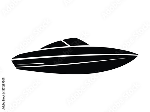 Luxury Speed Boat Silhouette Icon Isolated on White Background