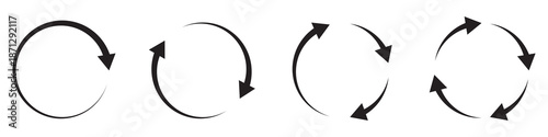 Black round arrows set, circle shapes. Vector illustration