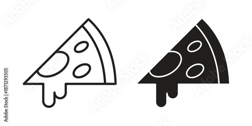 Pizza icons in black glyph and liner versions for design.