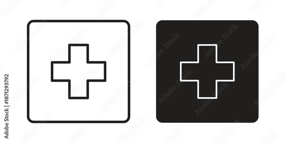 Obraz premium Plus icons in black glyph and liner versions for design.